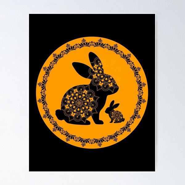 Item preview, Mandala Rabbit Silhouette | Ornamental Bunny Folk Art designed and sold by GorinART.