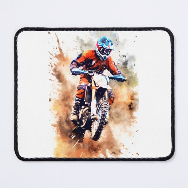 Item preview, Dynamic Watercolor Dirt Bike Rider Splashing Through Heavy Mud designed and sold by RevUpDesign.