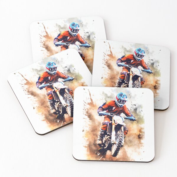 Item preview, Dynamic Watercolor Dirt Bike Rider Splashing Through Heavy Mud designed and sold by RevUpDesign.