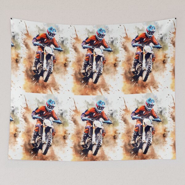 Item preview, Dynamic Watercolor Dirt Bike Rider Splashing Through Heavy Mud designed and sold by RevUpDesign.