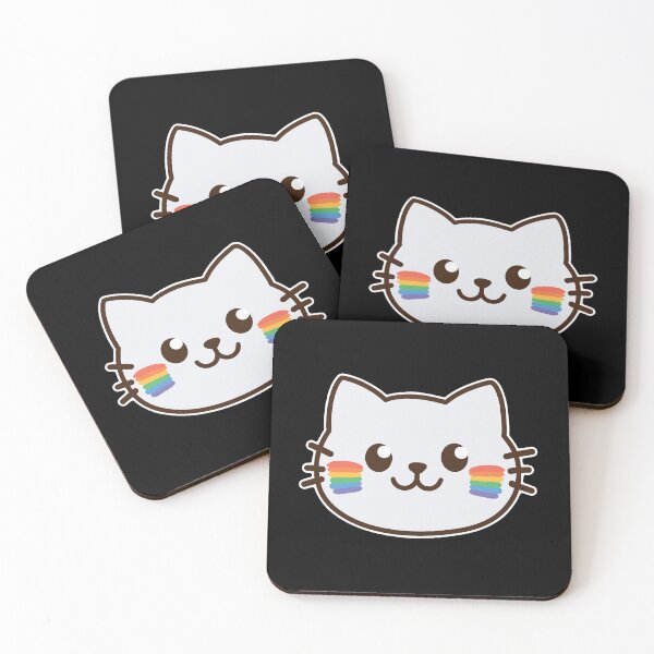 Item preview, Cute Rainbow Blush Cat – Kawaii Pride designed and sold by Canvas-Whispers.