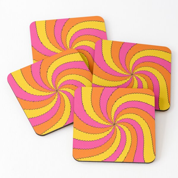 Item preview, Retro Wavy Swirl Pattern Hot Pink Orange Yellow designed and sold by DjFreeq.