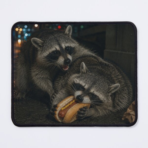 Item preview, Raccoon Hot Dog Night Scene designed and sold by bosamji.