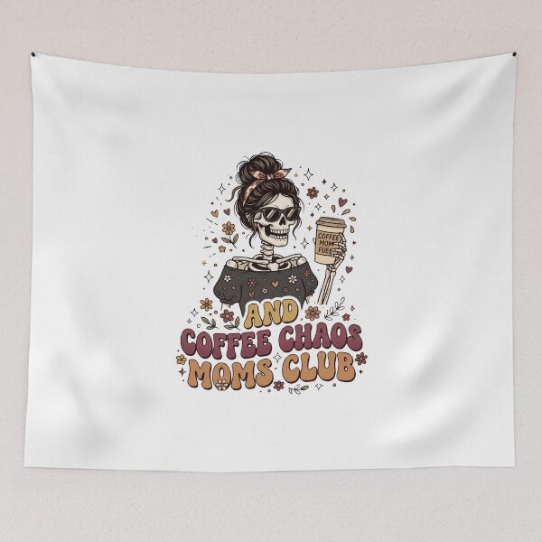 Item preview, Coffee Chaos Mom Skeleton Floral Retro Illustration designed and sold by DariaOltes.