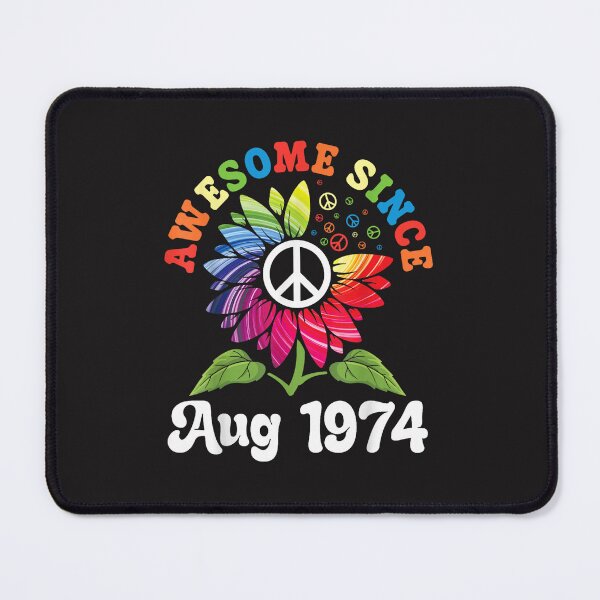 Item preview, Awesome Since August 1974 Retro Sunflower Birthday Design designed and sold by kiralynstration.