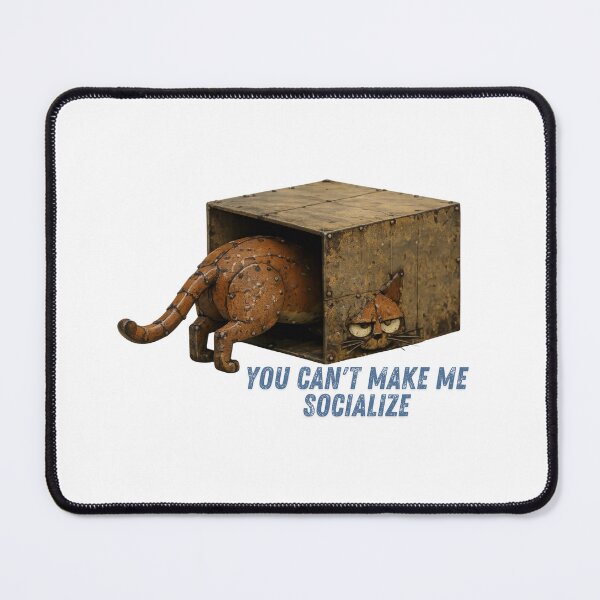 Item preview, You Can't Make Me Socialize Funny Cat Shirt | Recycled Metal Folk Art Introvert Design designed and sold by lazydogonline.