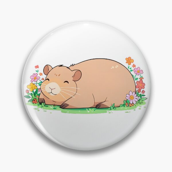 Item preview, Napping Capybara — Cozy Flower Field Kawaii Sticker designed and sold by tommysworks.
