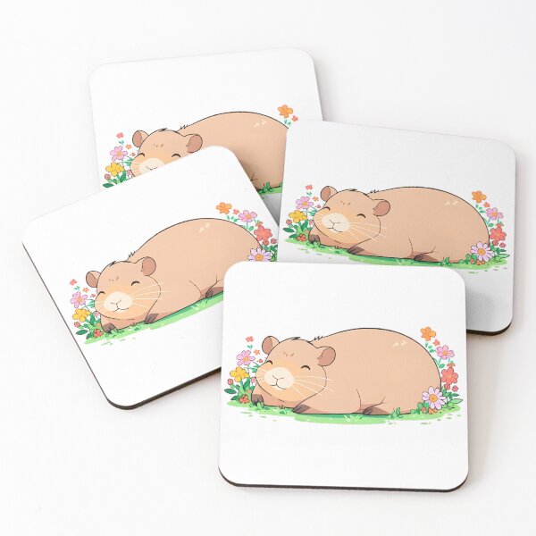 Item preview, Napping Capybara — Cozy Flower Field Kawaii Sticker designed and sold by tommysworks.