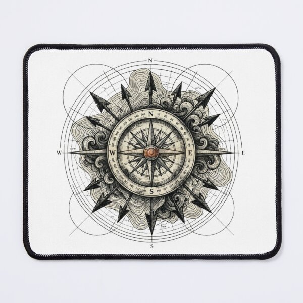 Item preview, Vintage Explorer Topographical Compass - Maximalist Cartography Art designed and sold by krish-prints.
