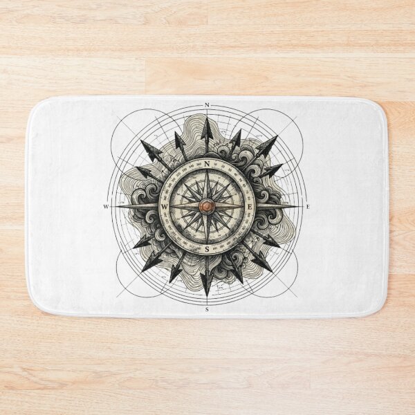 Item preview, Vintage Explorer Topographical Compass - Maximalist Cartography Art designed and sold by krish-prints.