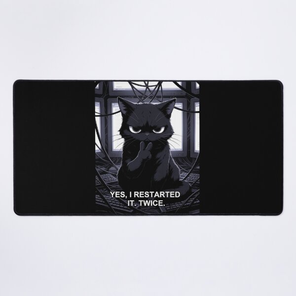 Item preview, Yes I Restarted It Twice Funny IT Support Tech Sysadmin Cat | Tech geek designed and sold by AmberSkyPhoto.