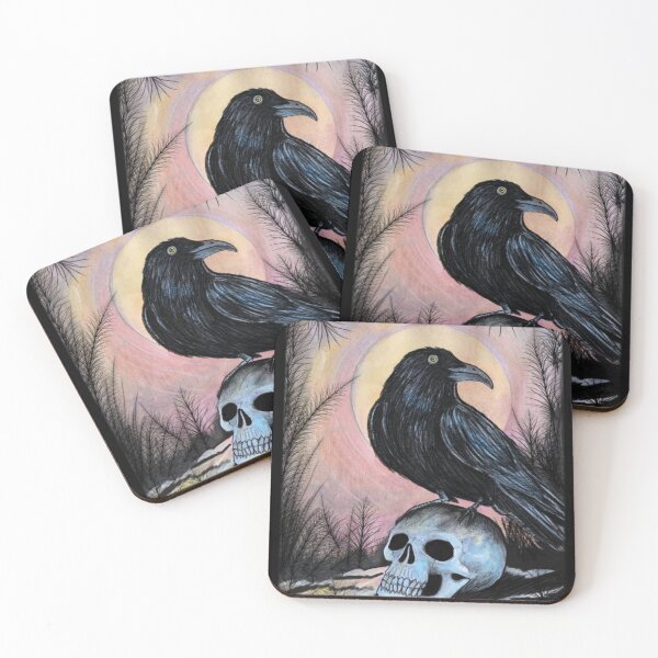 Item preview, Corvo Nero su Teschio Arte Gotica Dark Fantasy designed and sold by NLRartStudio.