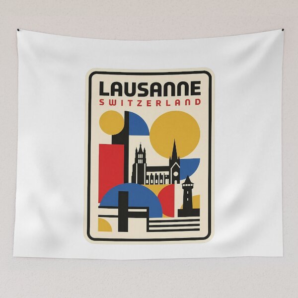 Item preview, Lausanne Switzerland Geometric Abstract Travel Poster Style designed and sold by k3rstman1.