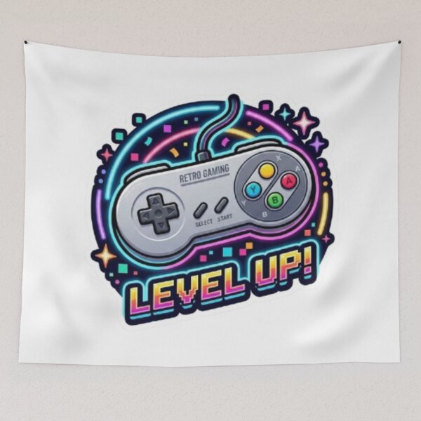Item preview, Retro Gaming Level Up Neon Controller designed and sold by Dream Weave Studio.