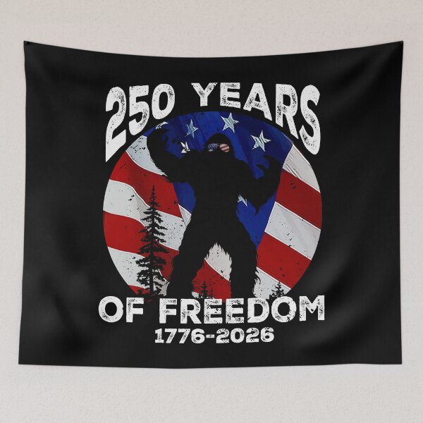 Item preview, Bigfoot Patriotic 250 Years Freedom American Flag 4th July designed and sold by SecretDicer.