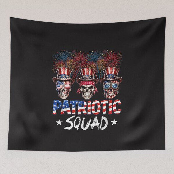 Item preview, Patriotic Skull Squad Vintage American Flag 4th of July Fireworks designed and sold by kiralynstration.