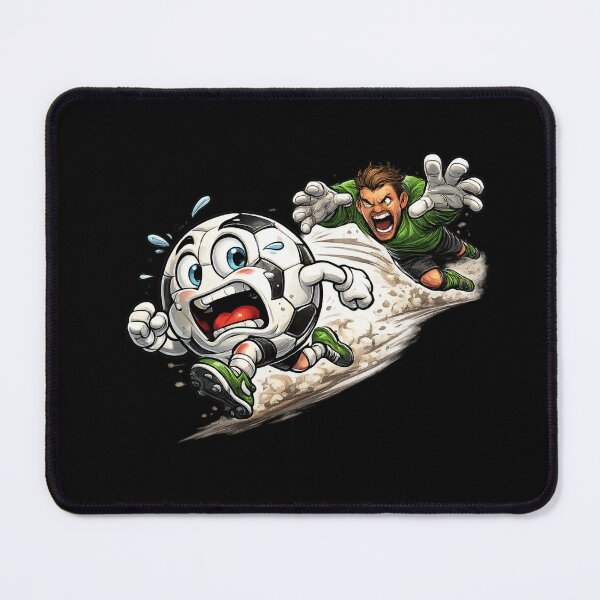 Item preview, Scared Soccer Ball Running from Angry Goalkeeper – Funny Football Cartoon Art | Soccer Humor Gift designed and sold by irfanshikh.