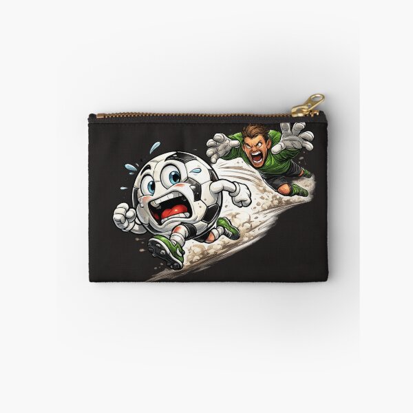 Item preview, Scared Soccer Ball Running from Angry Goalkeeper – Funny Football Cartoon Art | Soccer Humor Gift designed and sold by irfanshikh.