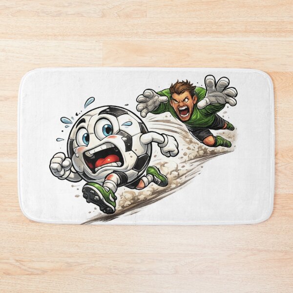 Item preview, Scared Soccer Ball Running from Angry Goalkeeper – Funny Football Cartoon Art | Soccer Humor Gift designed and sold by irfanshikh.