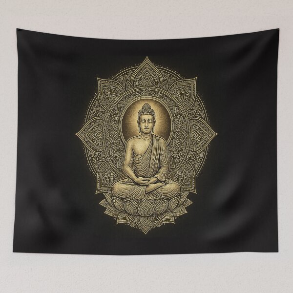 Aperçu de l'œuvre Buddha Mandala Zen Doré créée et vendue par NoNameDrops.