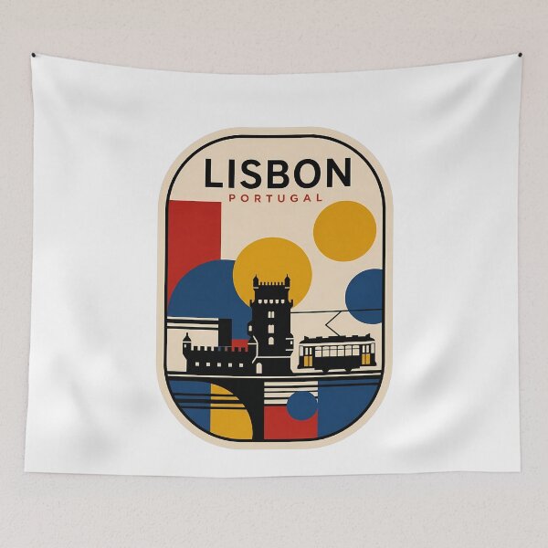 Item preview, Lisbon Portugal Retro Geometric Belem Tower Tram designed and sold by k3rstman1.