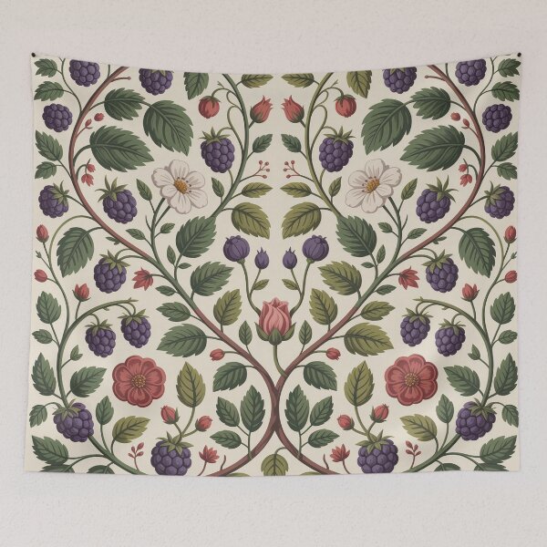 Item preview, William Morris Inspired Blackberry Hedgerow Pattern – Arts & Crafts Botanical Design designed and sold by Tamas Das.