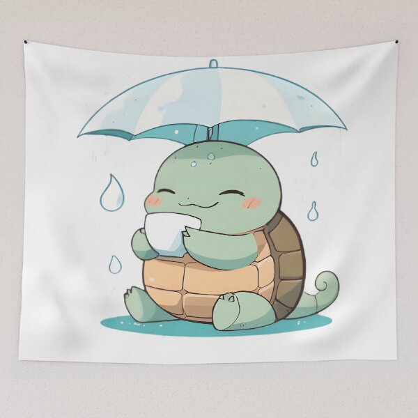 Item preview, Rainy Day Turtle — Cozy Kawaii Turtle Sticker designed and sold by tommysworks.
