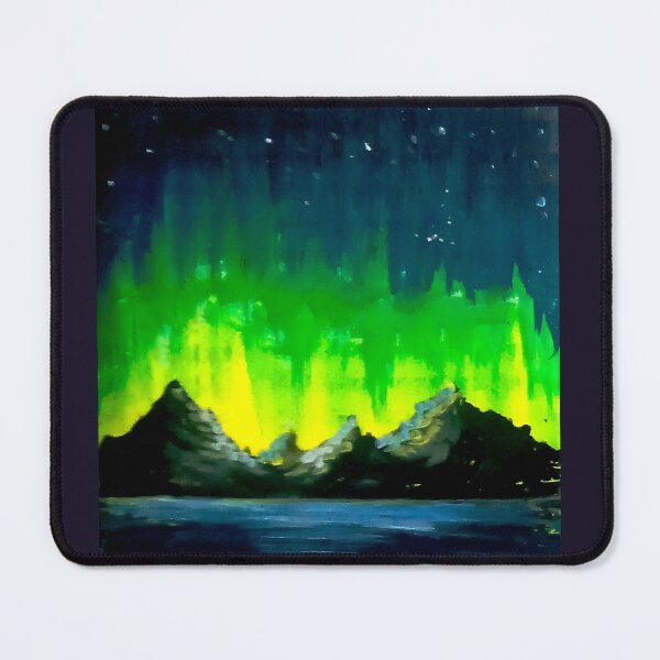Item preview, Vibrant Aurora borealis northern lights mountains landscape aesthetic decor designed and sold by Shukasya-Arts.