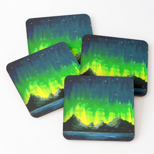 Item preview, Vibrant Aurora borealis northern lights mountains landscape aesthetic decor designed and sold by Shukasya-Arts.