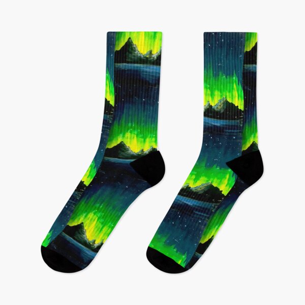 Item preview, Vibrant Aurora borealis northern lights mountains landscape aesthetic decor designed and sold by Shukasya-Arts.