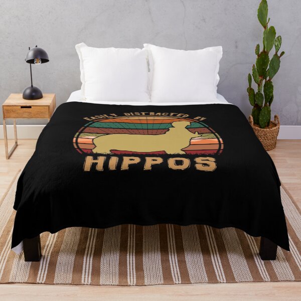Item preview, Easily Distracted By Hippos Retro Sunset Animal designed and sold by marke770.