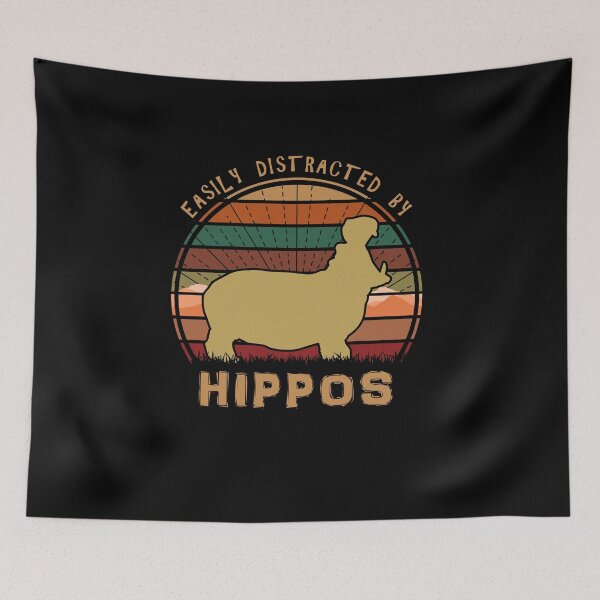 Item preview, Easily Distracted By Hippos Retro Sunset Animal designed and sold by marke770.