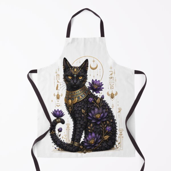 Item preview, Midnight Bastet – Egyptian Floral Spirit Cat designed and sold by MarekoraStudio.