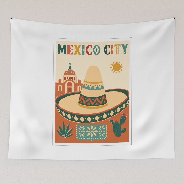 Item preview, Vintage Mexico City Sombrero Travel Poster designed and sold by Beyond Destinations.