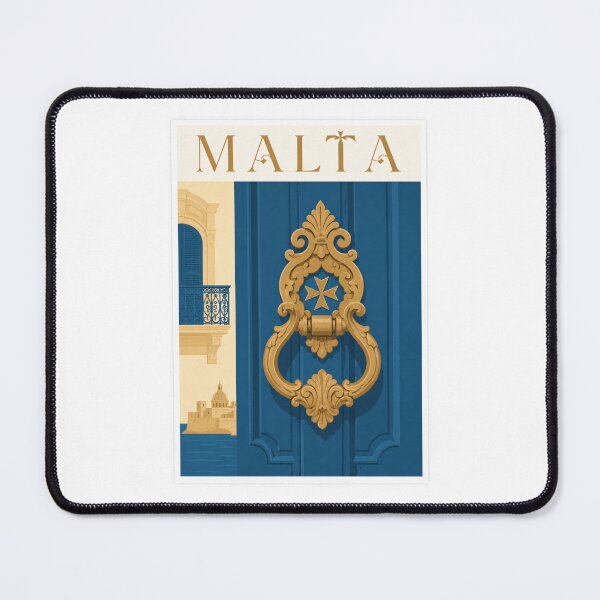 Item preview, Vintage Malta Travel Blue Door Knocker Poster designed and sold by Beyond Destinations.