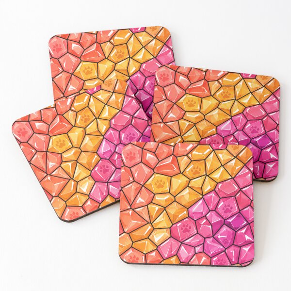 Item preview, Paw Print Gem Crystal Mosaic Pattern Pink Orange designed and sold by DjFreeq.