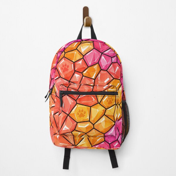 Item preview, Paw Print Gem Crystal Mosaic Pattern Pink Orange designed and sold by DjFreeq.