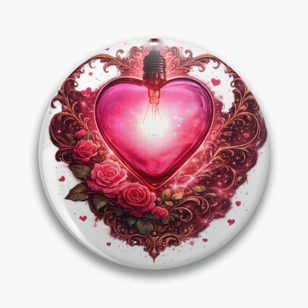 Item preview, Eternal Glow of Love – Romantic Heart Lightbulb Floral Art designed and sold by vinothmech53.