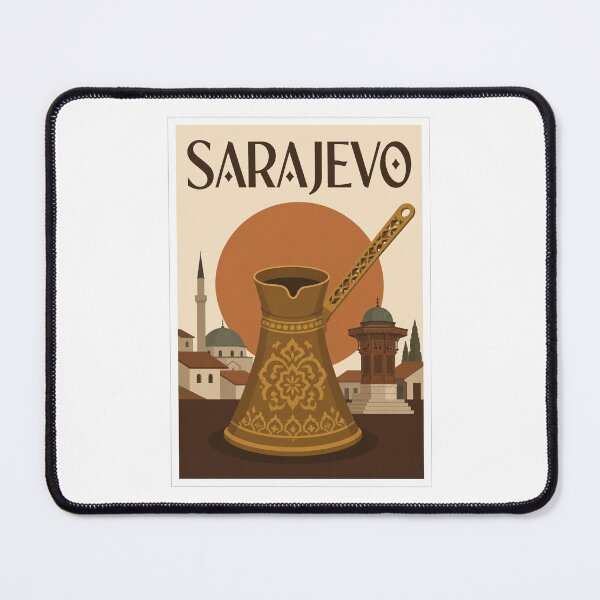 Item preview, Vintage Sarajevo Bosnia Turkish Coffee Travel Poster designed and sold by Beyond Destinations.