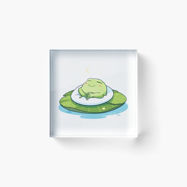 Item preview, Sleeping Frog — Cozy Lily Pad Kawaii Night Sticker designed and sold by tommysworks.
