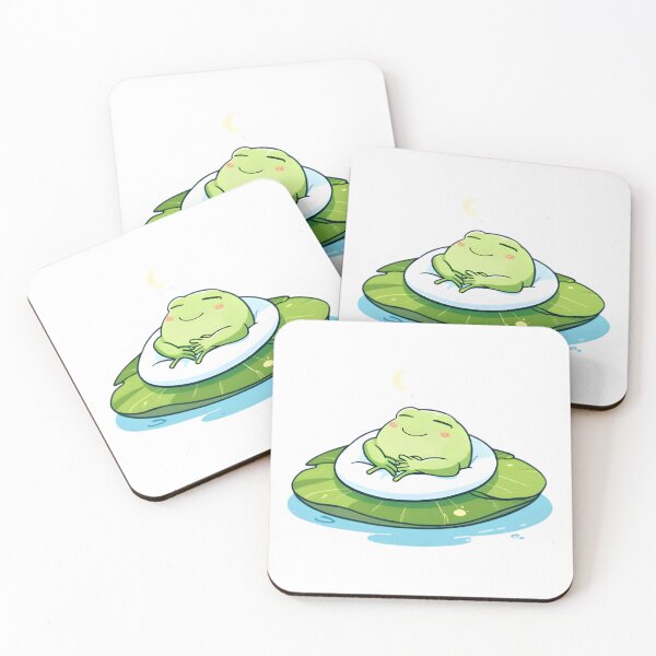 Item preview, Sleeping Frog — Cozy Lily Pad Kawaii Night Sticker designed and sold by tommysworks.