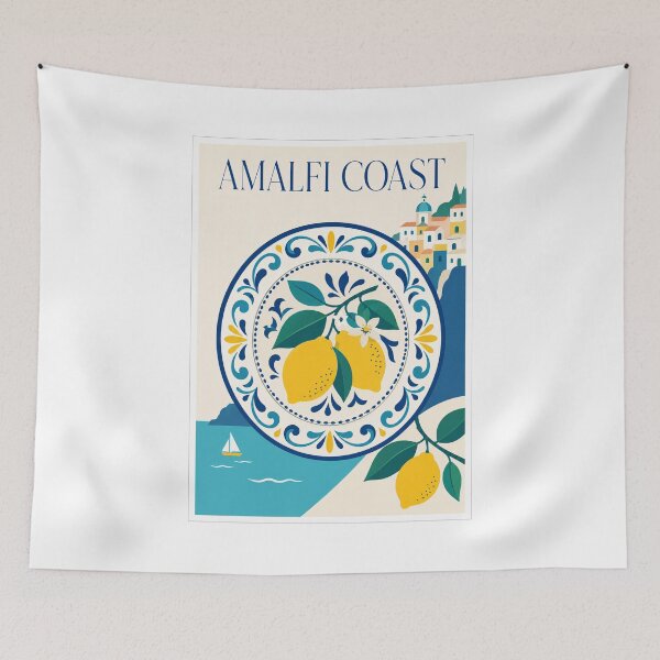 Item preview, Vintage Amalfi Coast Italy Lemon Ceramic Poster designed and sold by Beyond Destinations.