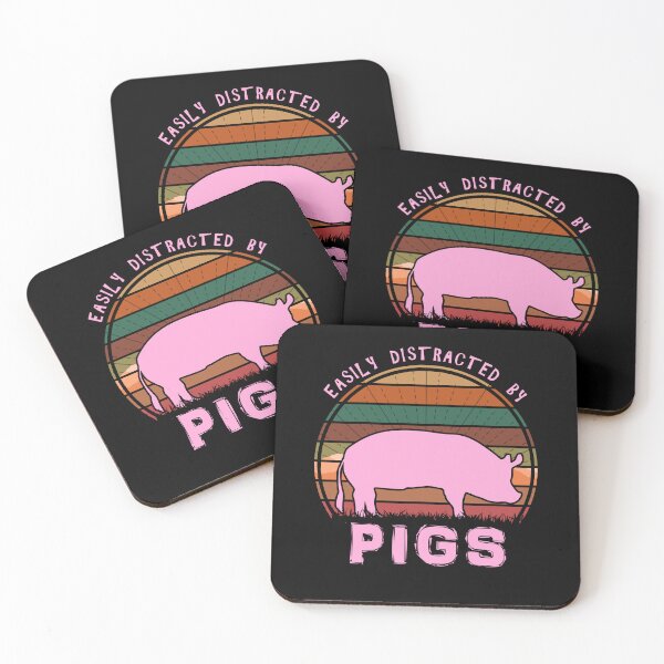 Item preview, Easily Distracted By Pigs Retro Sunset Pig Lover designed and sold by marke770.
