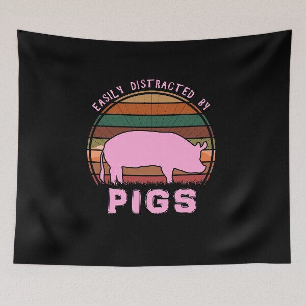 Item preview, Easily Distracted By Pigs Retro Sunset Pig Lover designed and sold by marke770.