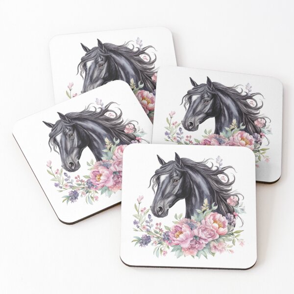 Item preview, Floral black horse designed and sold by Tiny-Love ⭐⭐⭐⭐⭐.
