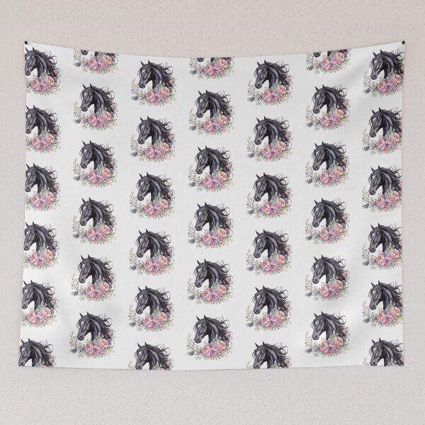Item preview, Floral black horse designed and sold by Tiny-Love ⭐⭐⭐⭐⭐.
