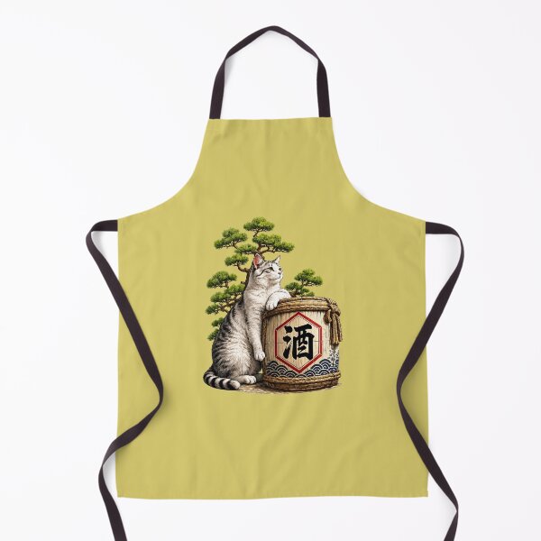 Item preview, Silver Tabby Cat & Sake Barrel Under Pine Bonsai – Japanese Ukiyo-e Art Print | Zen Cat Illustration | TSUKIYO-NEKO designed and sold by Aguri-tei.