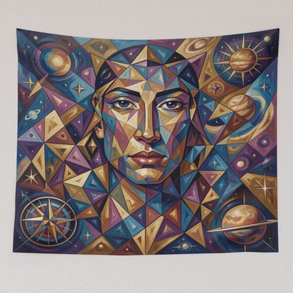 Item preview, Boho Cosmic Geometry Portrait in Vibrant Abstract Universe designed and sold by FotoworldEdel.