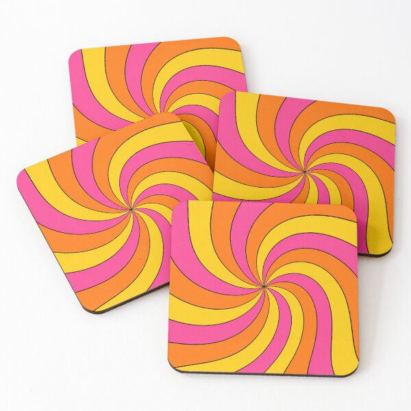 Item preview, Retro Sunburst Spiral Swirl Pink Orange Yellow designed and sold by DjFreeq.