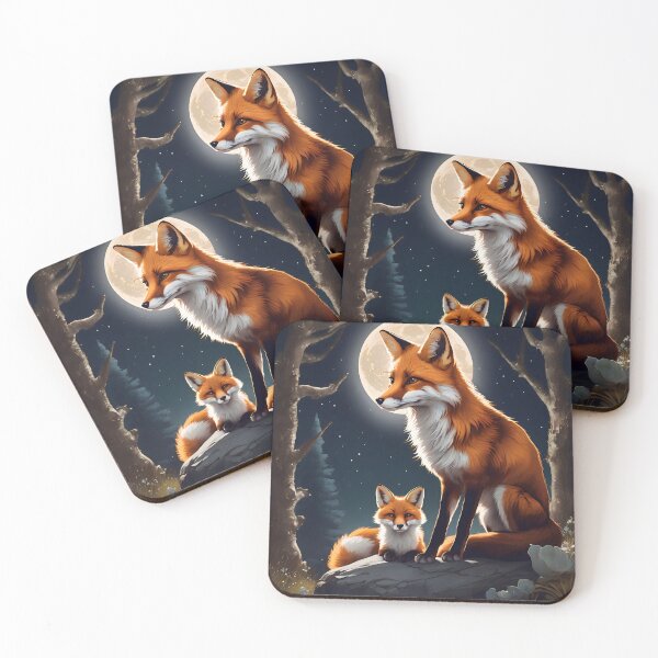 Item preview, Elegant Fox Family Beneath a Glowing Moon.[V.2] designed and sold by MissYouONLY.